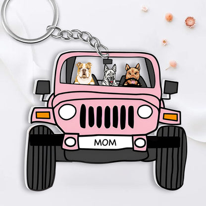 Customized Pet Car Keychain – Choose Dog, Cat, or Upload Your Own Image, Humorous Car Keychain for Pet Lovers