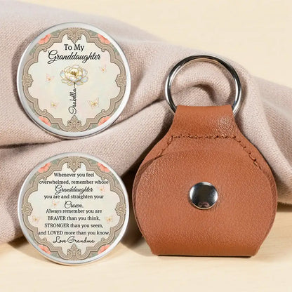 Personalized Pocket Hug for Granddaughter, Vintage Floral Straighten Your Crown Unique Creative Gift from Grandma