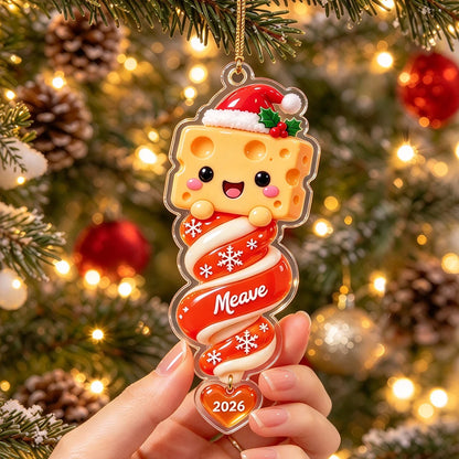 Personalized Cute Cartoon Christmas Acrylic Ornament with Custom Name & Year, Colorful Holiday Tree Decoration