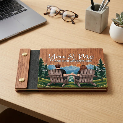 Wooden Memory Book, You & Me Mountain Adventure Keepsake, Personalized Creative Gift for a Couple