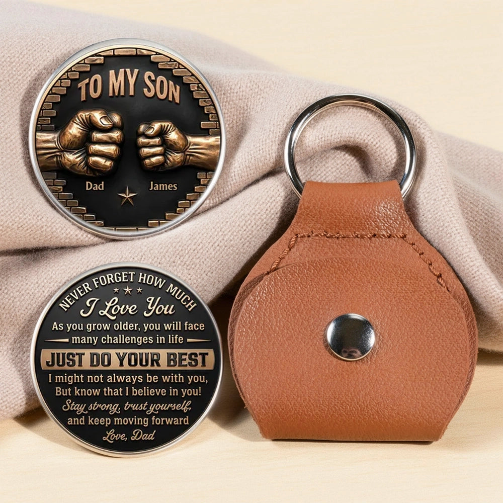 Personalized Pocket Hug For Son, Father & Son Fist Bump Keepsake, Unique Gift From Dad