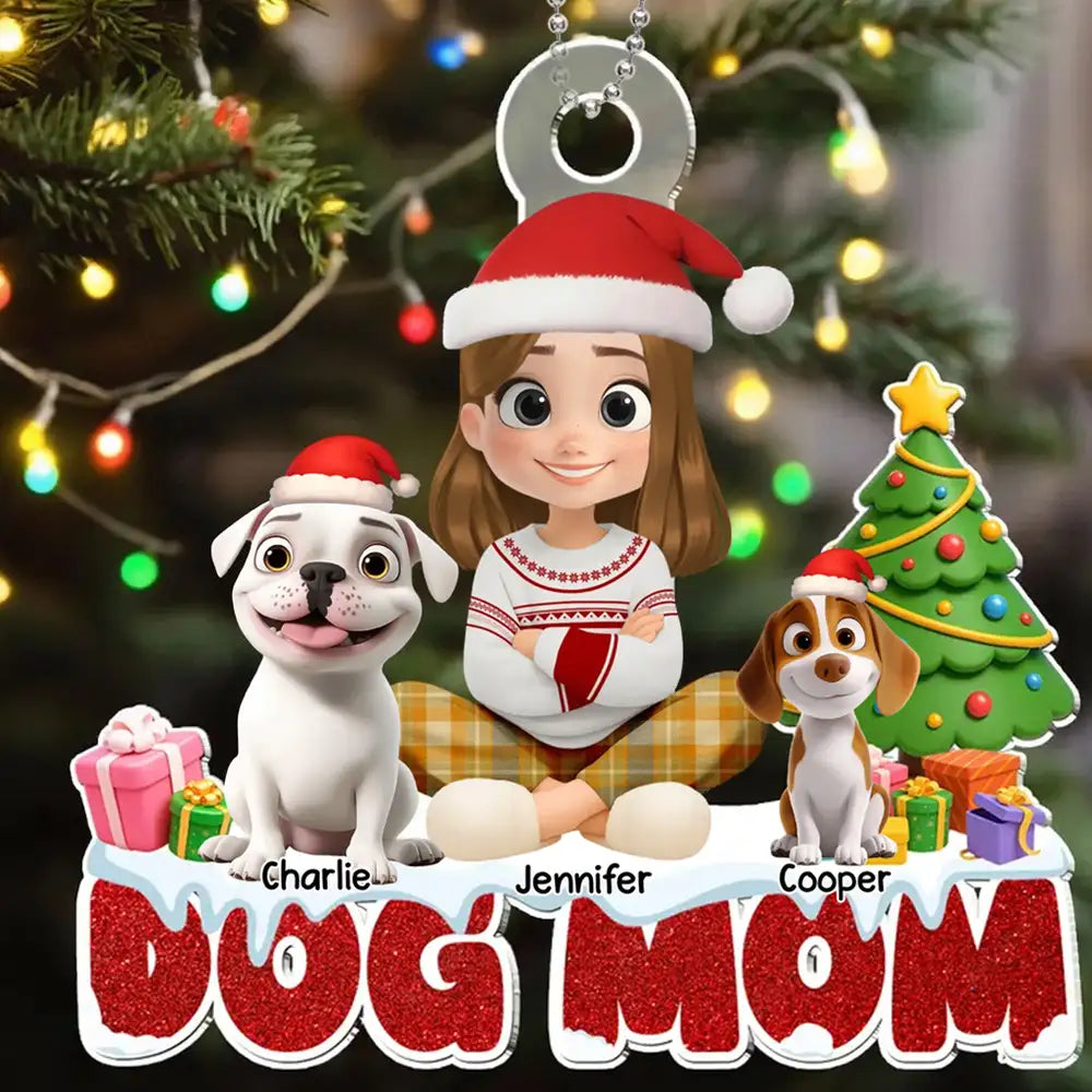 Christmas Acrylic Ornament with Dog and Owner, Special Gift for Dog Mom