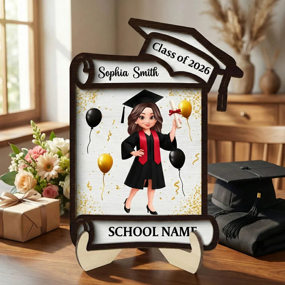 Class of Graduation 2-Layer Wooden Plaque Personalized Keepsake With C ...