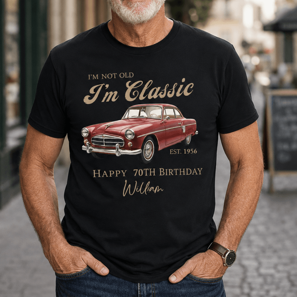 Personalized Classic Car Birthday Shirt, Custom Name & Year Vintage Tee, Gift for Dad, Grandpa or Car Lovers