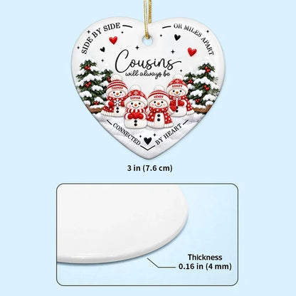 Ceramic Heart Ornament, Cousins Connected by Heart, Personalized Keepsake and Creative Gift for Cousins