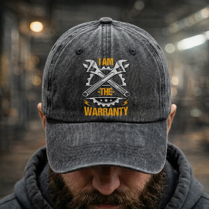 Washed Denim Baseball Cap with Funny Wrench Graphic, Personalized Unique Gift for Grandpa & Garage Fans