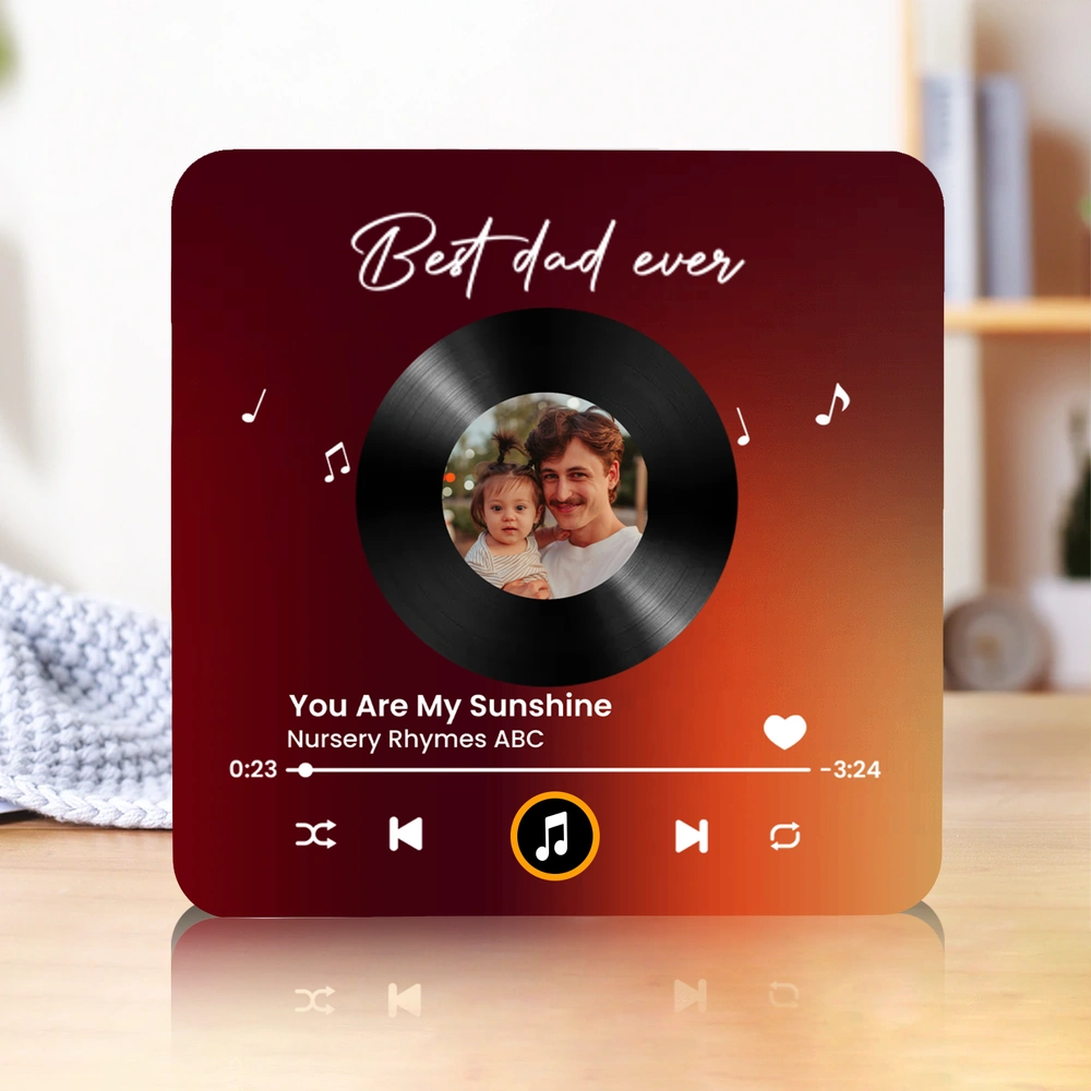 Personalized Acrylic Music Magnet With Photo & Song Look, Best Dad Ever Fridge Decor, Unique Father's Day Gift