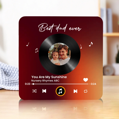 Personalized Acrylic Music Magnet With Photo & Song Look, Best Dad Ever Fridge Decor, Unique Father's Day Gift