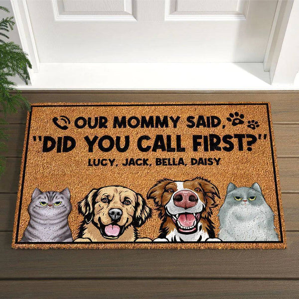 Did You Call First, Personalized Door Mat, Gift For Dog And Cat Lover