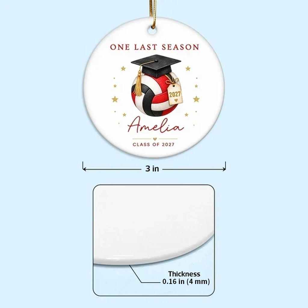 Personalized Ceramic Ornament with Volleyball and Graduation Cap, One Last Season Creative Gift for Senior Players