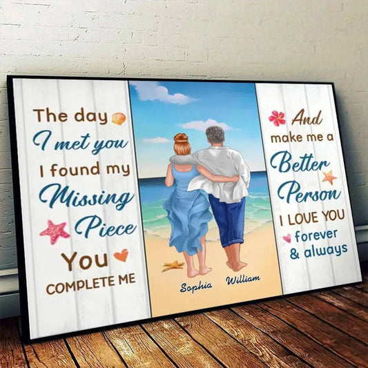 The Day I Met You - Personalized Canvas/Poster - Completing Each Other, Forever Better Together