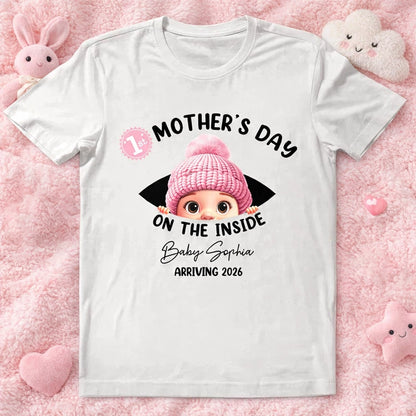 Personalized Mother's Day On The Inside Classic Tee Cute Baby Bump Reveal Unique Gift for Mom
