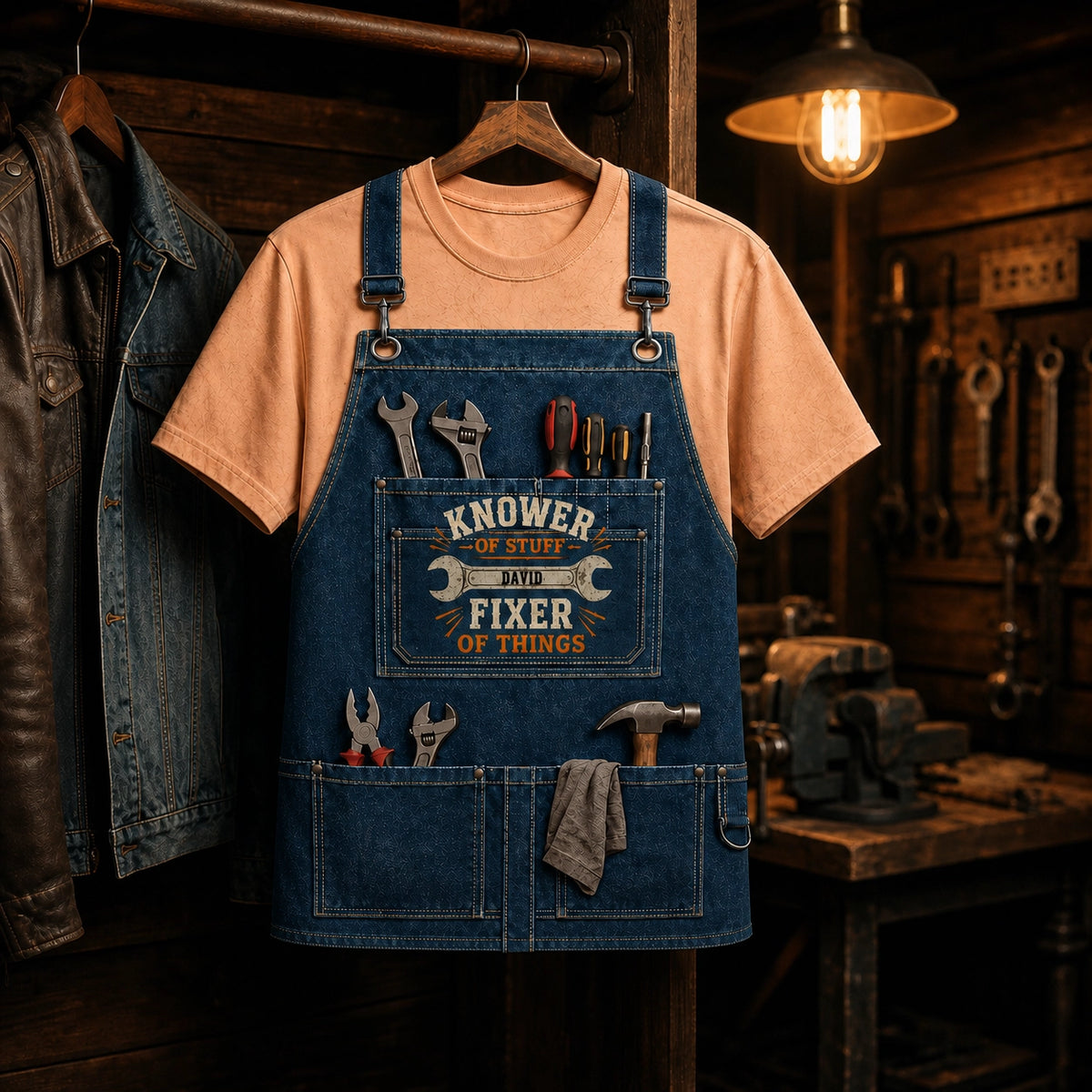 Personalized Printed Classic Tee, Vintage Workshop Tools, Unique Gift for a Handyman or DIY Lover