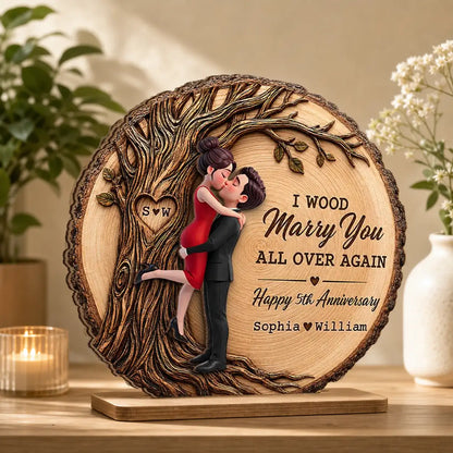 Personalized 2-Layer Wooden Plaque With Romantic Tree, Unique Creative Anniversary Gift for Husband & Wife