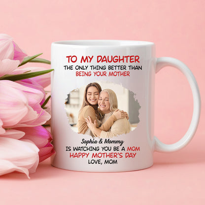 Mother's Day Exclusive Gift – Ceramic Mug, Poster, and Plaque Featuring Hugging Scene with 'To My Daughter, Happy Mother’s Day'
