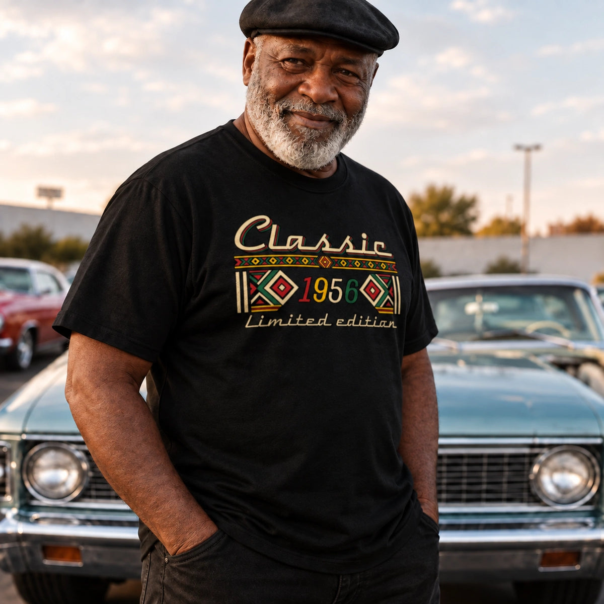 Personalized Vintage Geometric Classic Tee, Retro Limited Edition Style for Dads, Grandads & Classic Car Lovers