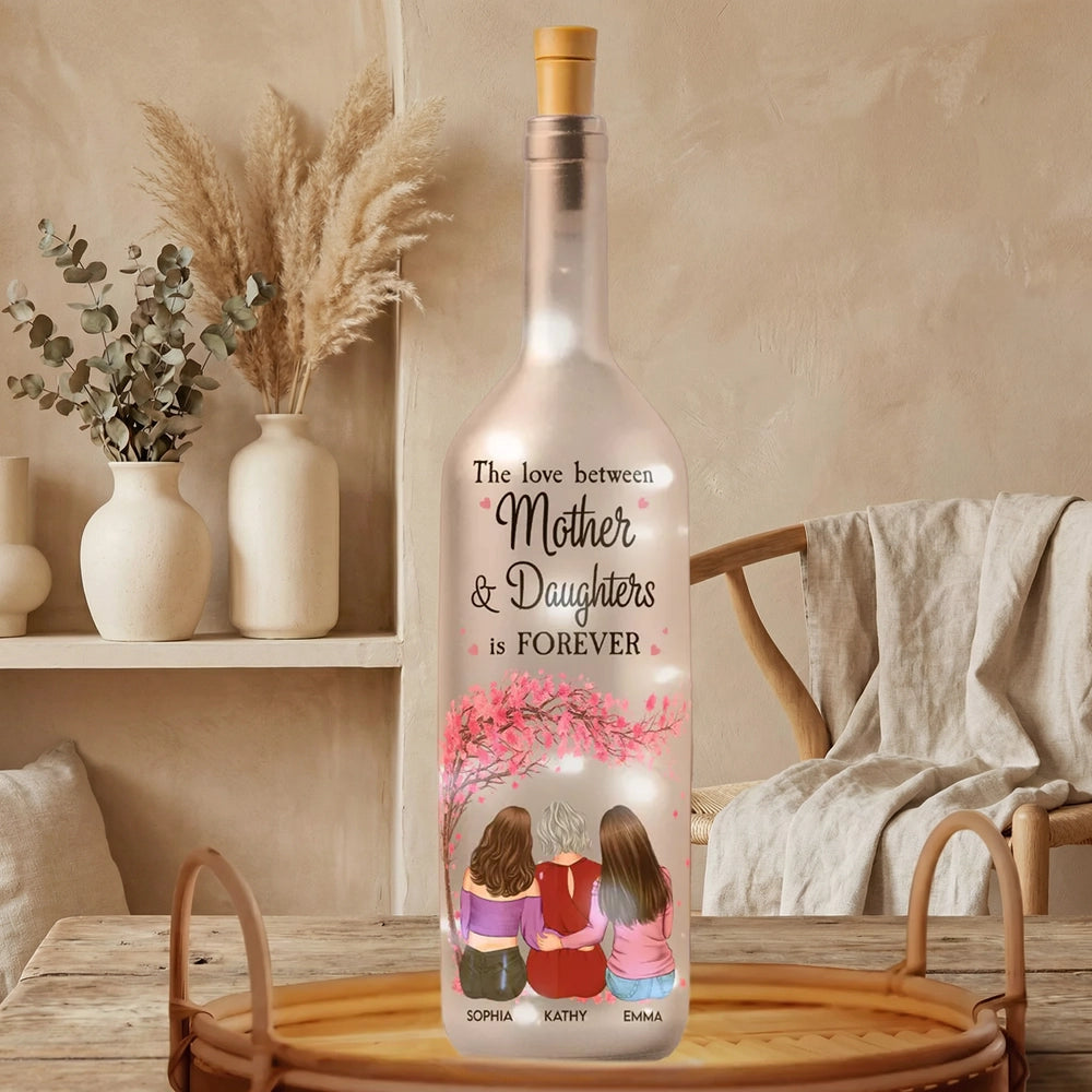 Personalized Bottle Lamp Mother and Daughters Forever Quote, Warm Glow Bedroom Decor, Unique Gift for Mom