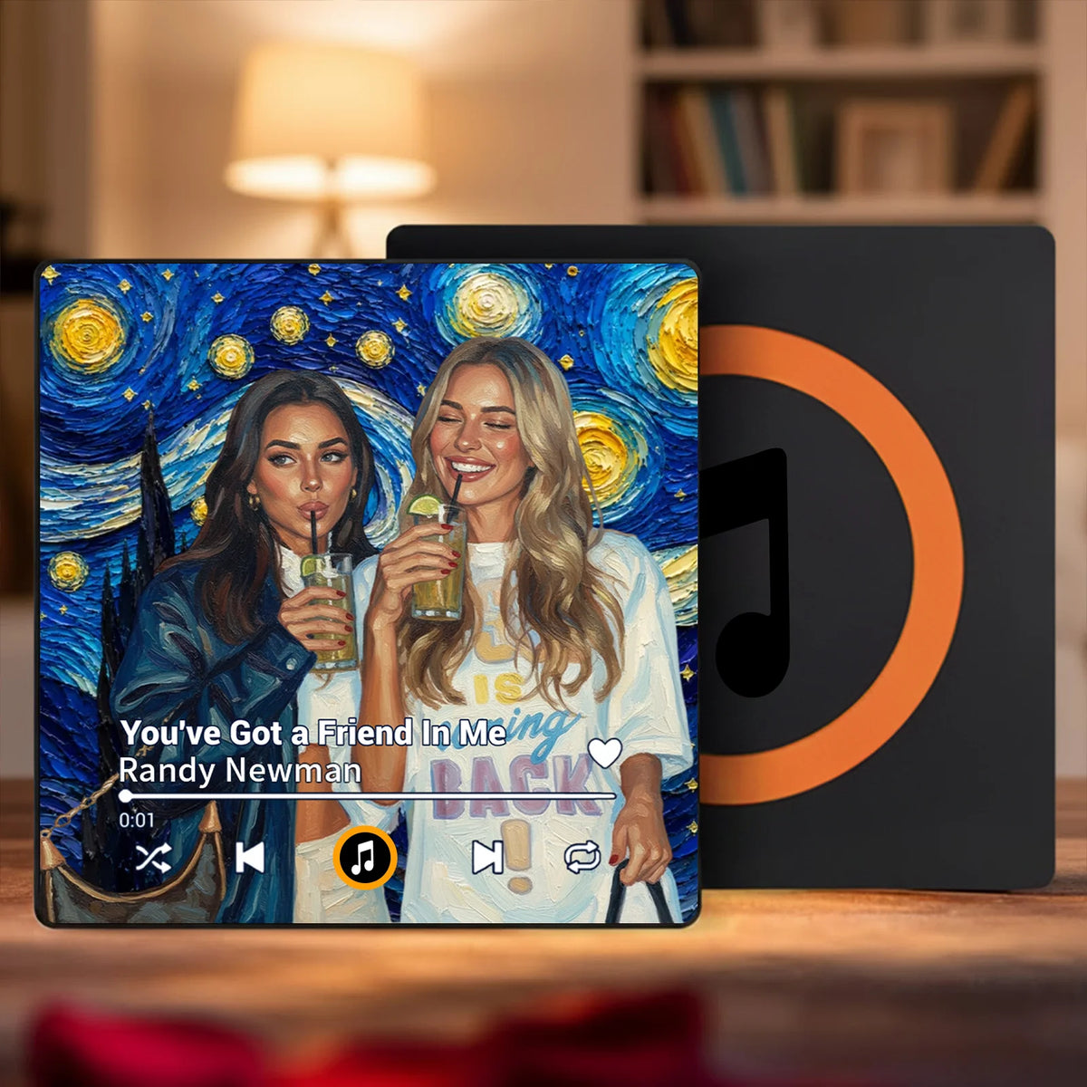 Personalized Acrylic Music Magnet, Custom Photo Song Design for Friend, Unique Gift with Starry Art