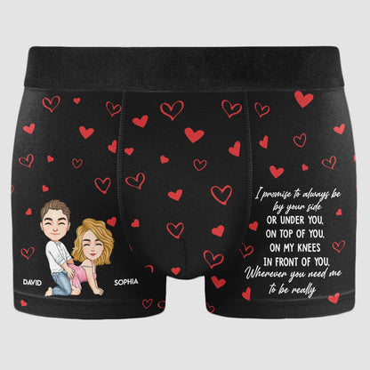 I Promise To Always Be By Your Side Quote Personalized Men's Boxer Briefs - Playful Couple Gift for Date Nights