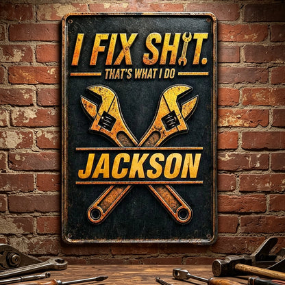 Personalized Rectangular Iron Sign, Fixer Of Things Garage Decor, Unique Creative Gift For Handyman