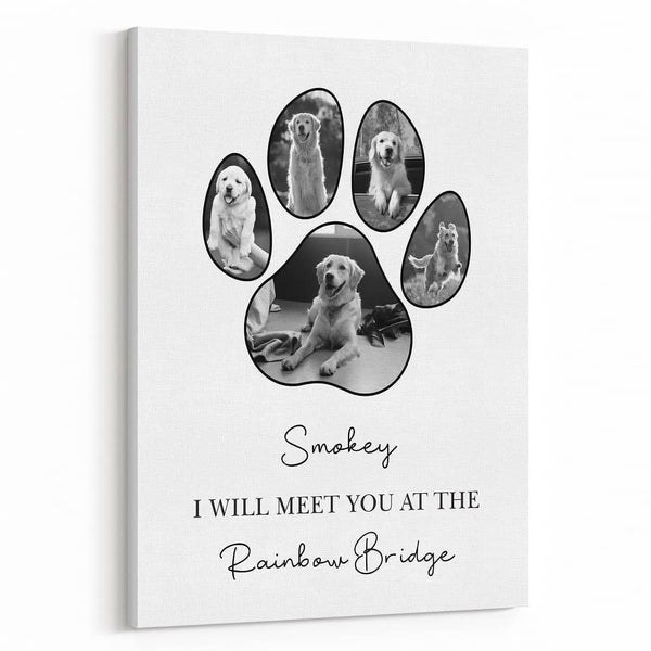 Personalized Pet Paw Photo Collage Canvas Print