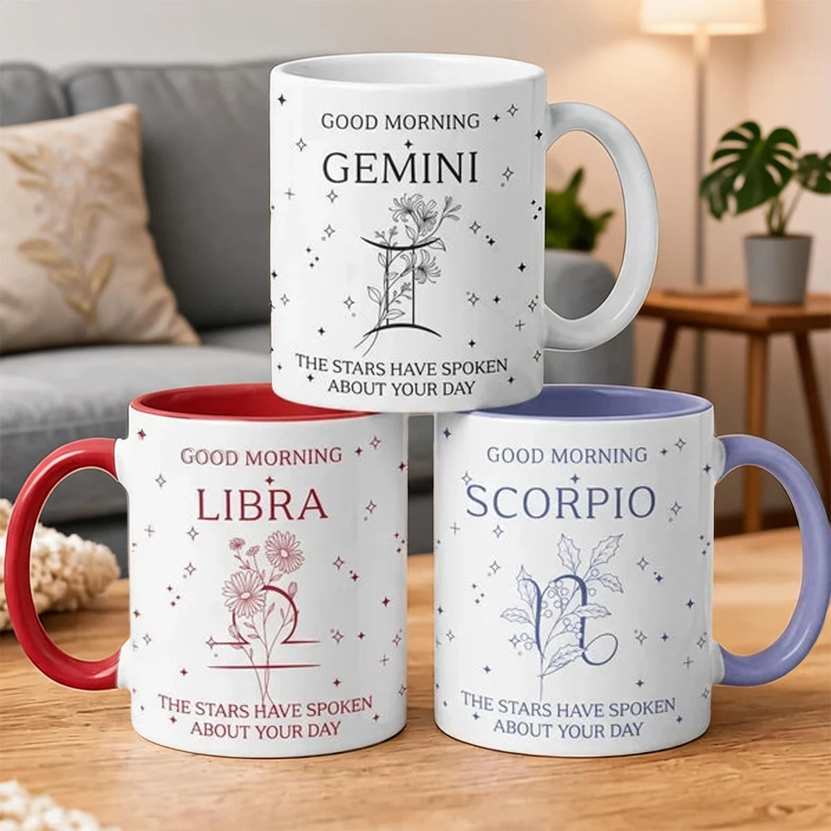 Personalized Two-Tone Mug, Good Morning Zodiac Art, Creative Gift for a Friend or Sister