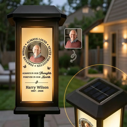 Personalized Solar Memorial Garden Light with Photo & Name, Remembrance Stake Light for Loved Ones