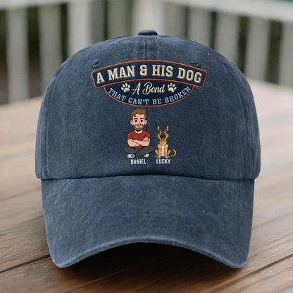 Personalized Classic Tee with Man & Dogs Artwork, Unique Creative Gift for Dog Dad Walks