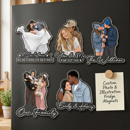 Personalized AI Portrait Acrylic Fridge Magnet, Custom Photo Keepsake Gift for Couples, Best Friends & Pet Lovers