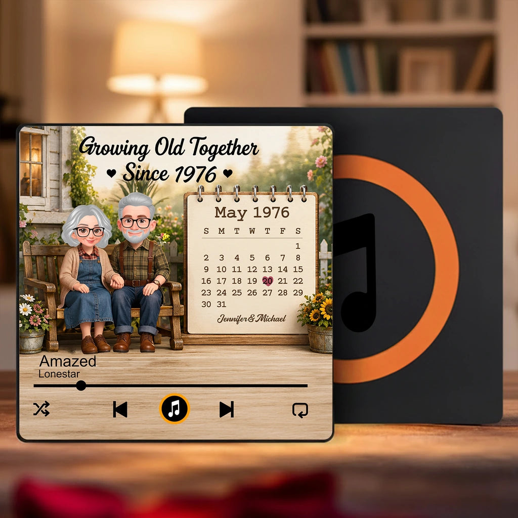 Acrylic Music Magnet with Growing Old Together Art, Creative Custom Gift for Anniversary Decor