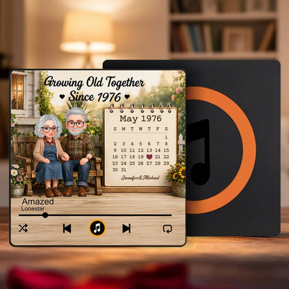 Acrylic Music Magnet with Growing Old Together Art, Creative Custom Gift for Anniversary Decor