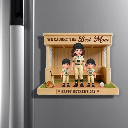 Personalized Acrylic Magnet Baseball Dugout Best Mom Design - Unique Mother's Day Gift for Baseball Mom
