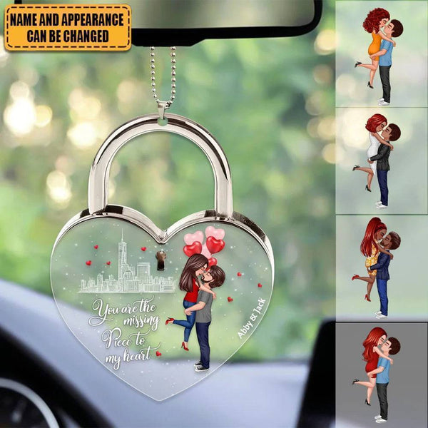 Kiss of Love - Customized Acrylic Car Ornament for Couples - Romantic Valentine's & Anniversary Gift