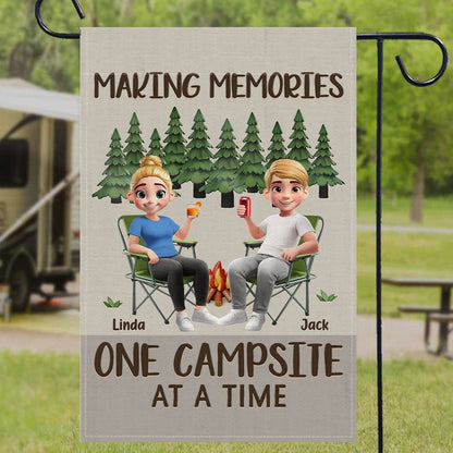 Making Memories One Campsite at a Time – Personalized Garden Flag for Couples or Friends