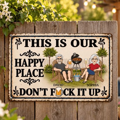Personalized Vintage Rustic Couple Metal Sign, Funny Backyard Beer Decor, Custom Gift for Couples