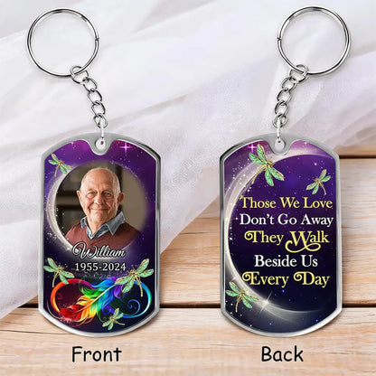 Personalized Acrylic Keychain With Memorial Photo, Dragonfly Design, Unique Gift For Family
