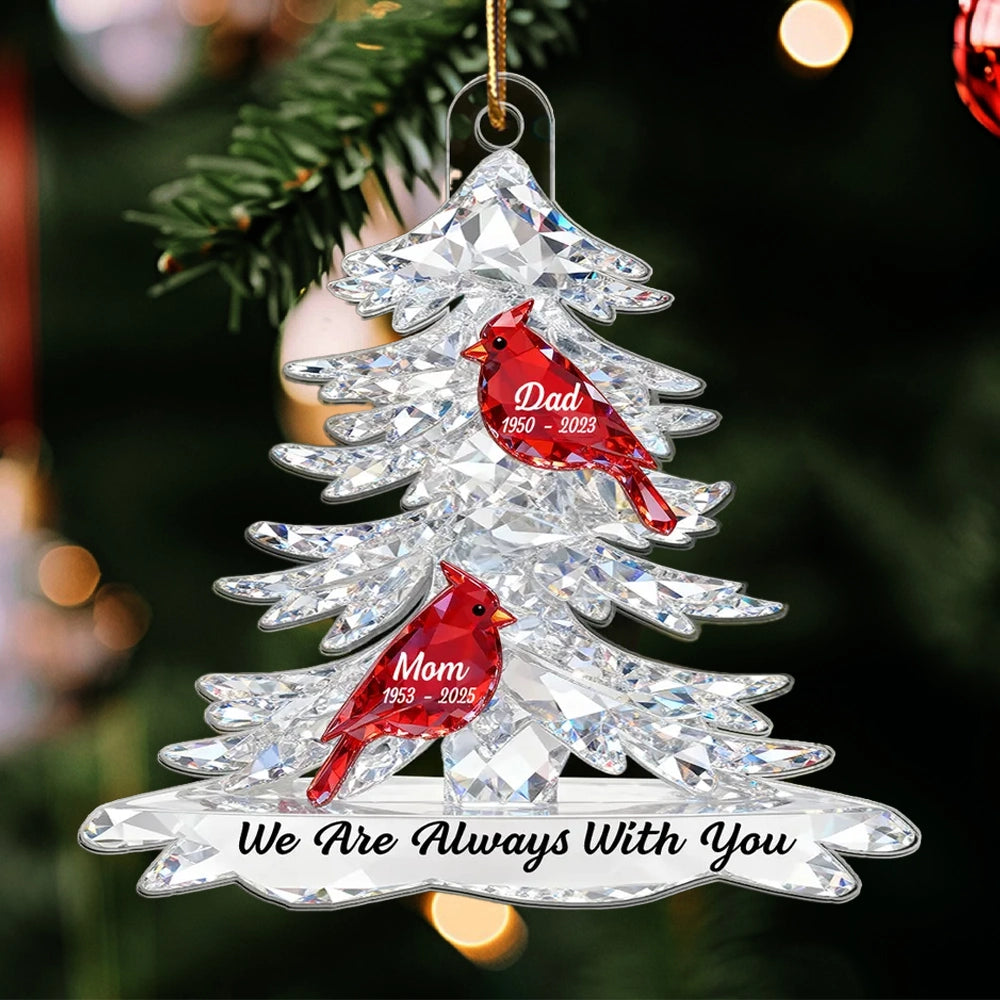 Personalized Acrylic Ornament Memorial Tree With Cardinals For Mom & D ...