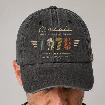 Personalized Birth Year Washed Cotton Cap, Classic Limited Edition Vintage Birthday Gift for Him