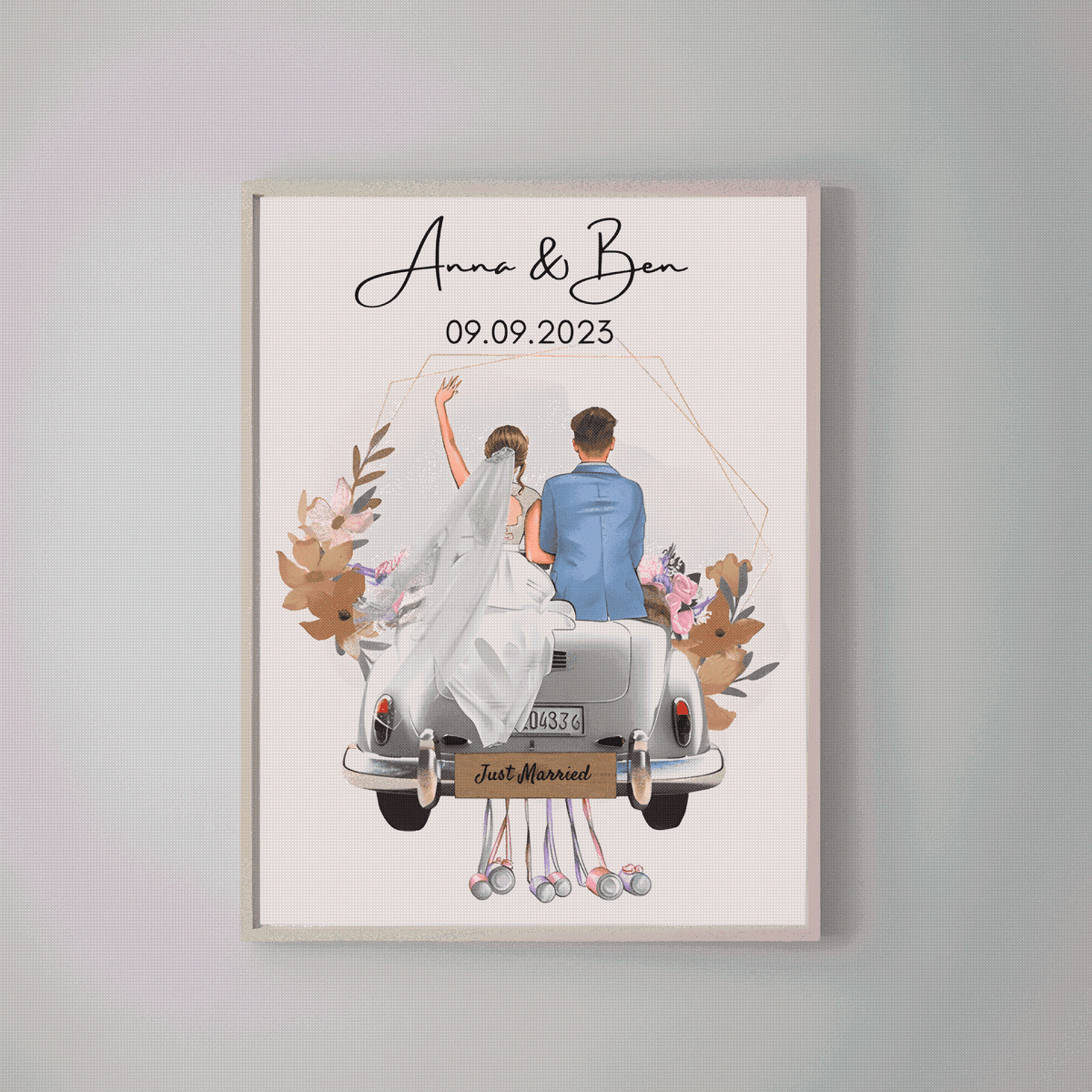 Newlyweds' Blissful Journey - 'Just Married' Personalized Poster or Canvas with Wedding Date