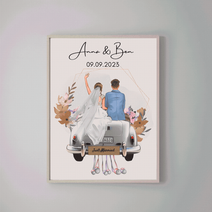 Newlyweds' Blissful Journey - 'Just Married' Personalized Poster or Canvas with Wedding Date
