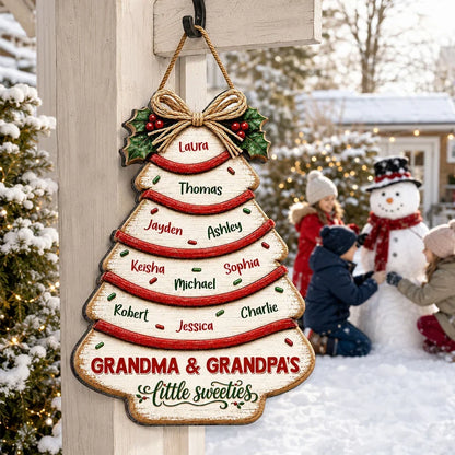 Personalized Wooden Sign, Grandma & Grandpa's Little Sweeties Decor, Unique Christmas Family Gift