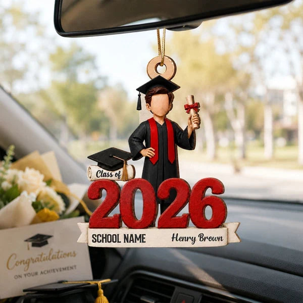 Personalized Wooden Ornament, Graduate Holding Diploma in Cap and Gown, Creative Keepsake Gift for Her