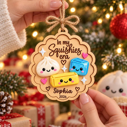 Personalized Wooden Ornament, Cute Squishy Characters for Christmas Tree, Unique Gift for Kids