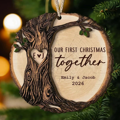 Personalized Wooden Ornament, First Christmas as Mr & Mrs Keepsake for the Tree, Creative Gift for a Couple