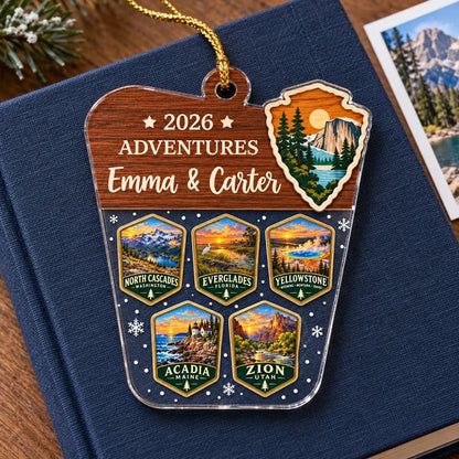 Personalized Acrylic Ornament, Couple's Travel Memories in Rich Sunset Colors, Creative Christmas Gift