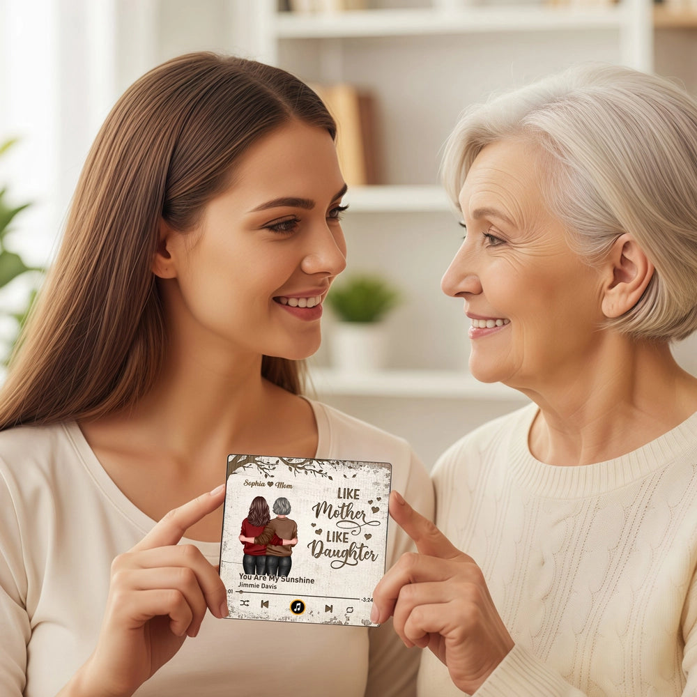 Personalized Acrylic Music Magnet Like Mother Like Daughter Fridge Decor, Unique Gift for Mom, Heartwarming Note Holder