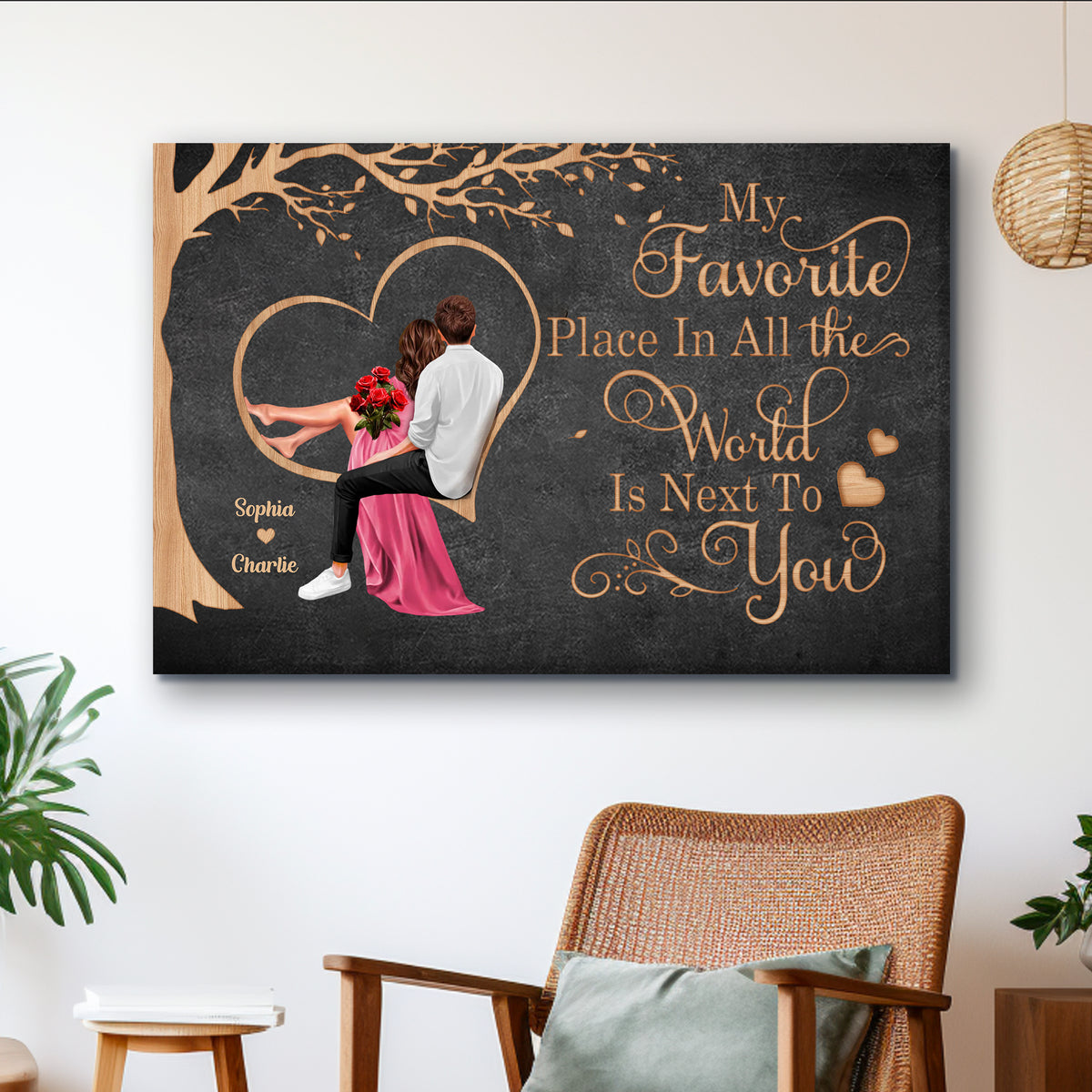 Personalized "My Favorite Place In All The World" Poster or Canvas – Perfect Valentine's Day Gift for Couples