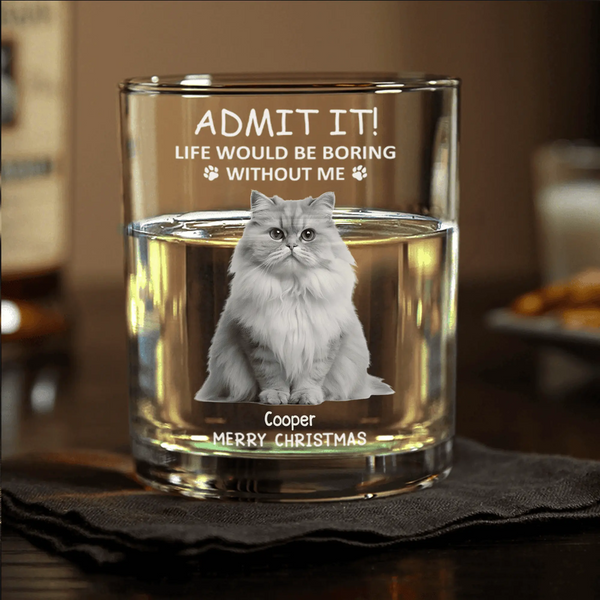 Personalized Christmas Glass Cup - Funny Pet - Themed Gift Cup