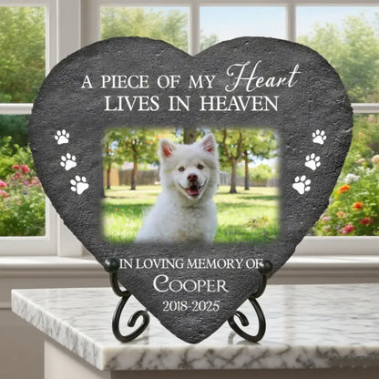 Heart Stone Pet Memorial Plaque, Cherished Dog Tribute with Warm Remembrance for Home Décor