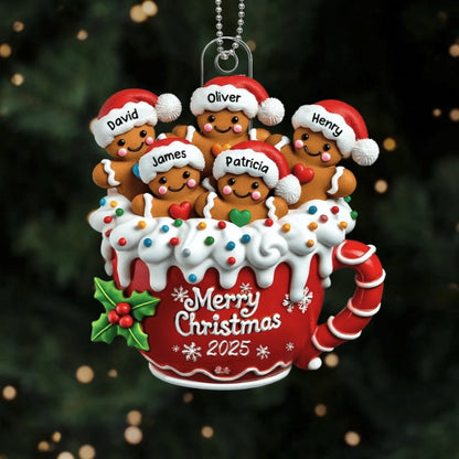 Christmas Acrylic Ornament Gingerbread Cup Design, Fun Holiday Decoration, Perfect Gift for Family
